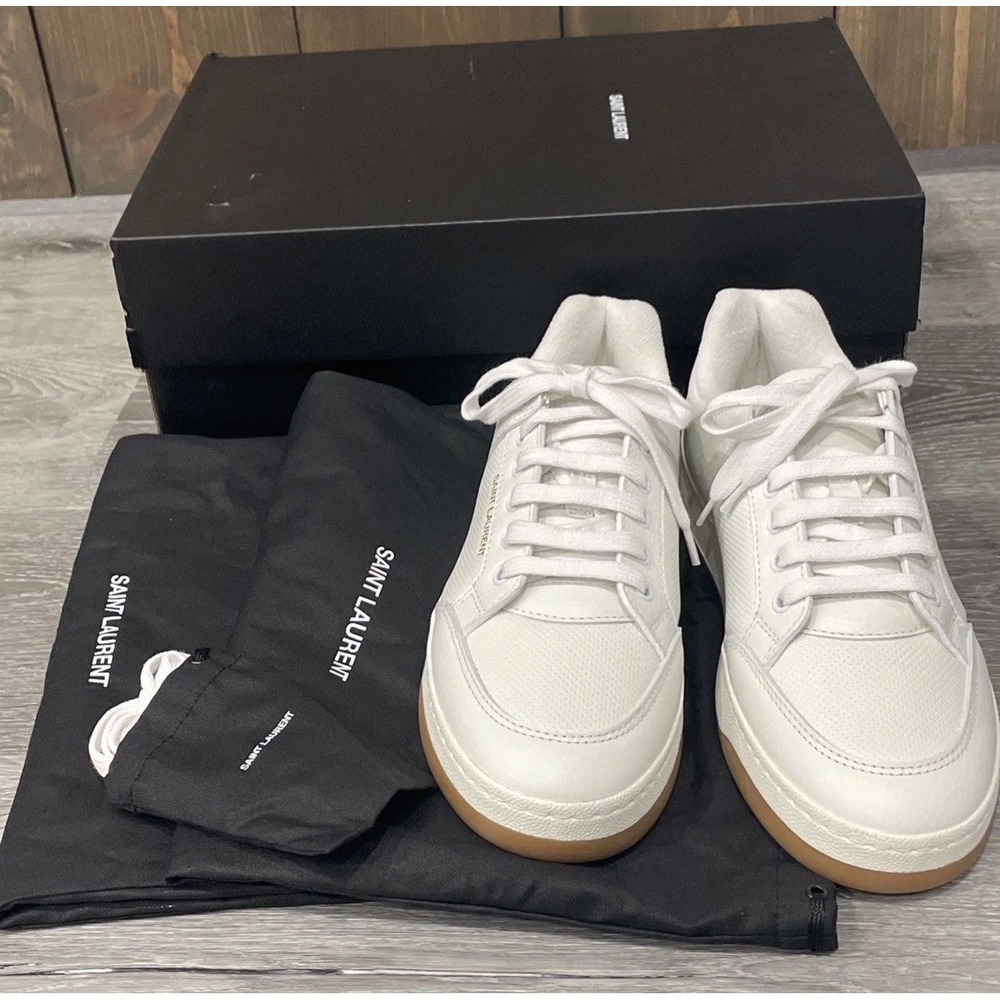 Saint Laurent SL61 Low Top Leather Sneaker White Women's Size 40 NEW - Picture 16 of 16